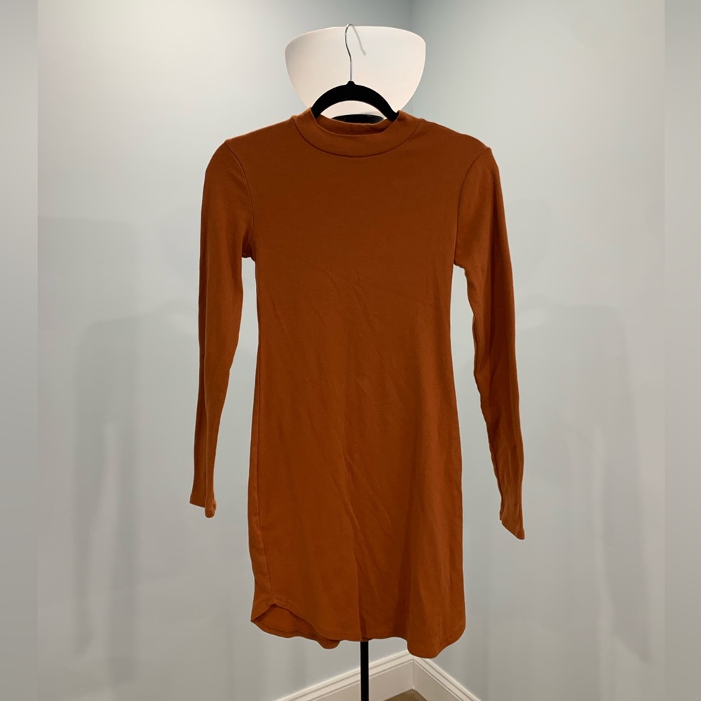 Elegant Brown Long Sleeve Dress